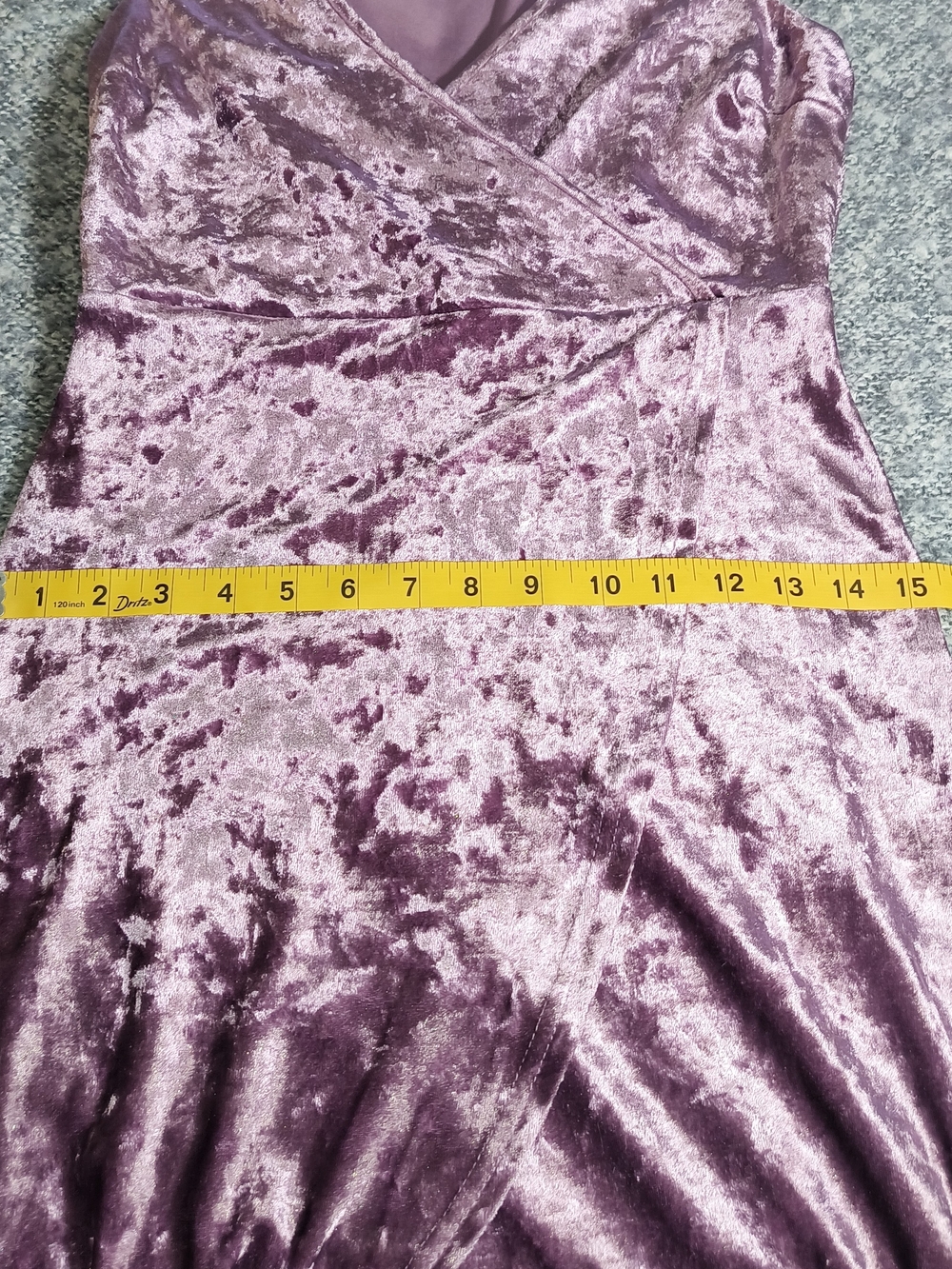 Lavender Purple Crushed Velvet Wrap Midi Dress Tulip Hem S Y2K Whimsigoth Party - Picture 6 of 8